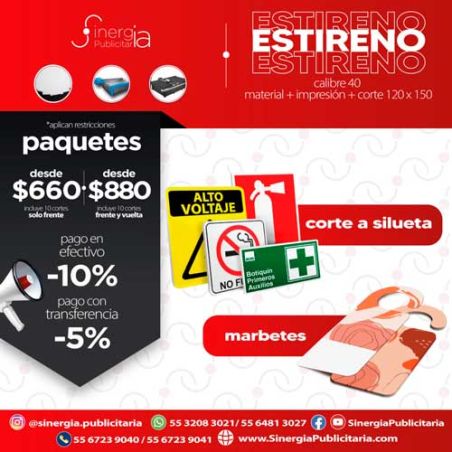 Paquete Estireno 40 Frente y Vuelta 
