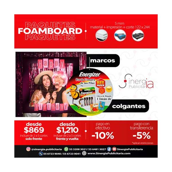 Paquete Foamboard 10mm Frente y Vuelta 