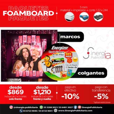 Paquete Foamboard 10mm Frente y Vuelta 