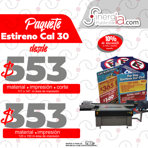 Paquete Estireno Calibre 30 