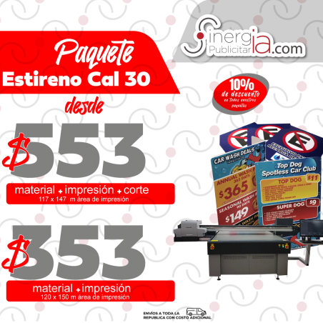 Paquete Estireno Calibre 30 