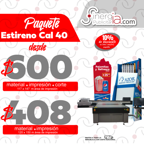 Paquete Estireno Calibre 40 