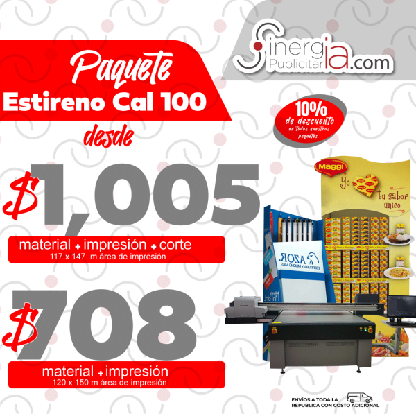 Paquete Estireno Calibre 100 120 x 150 cms Frente 